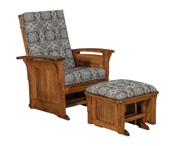 Bow Arm Panel Glider with Ottoman